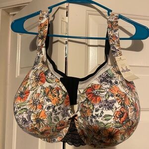 Cacique Vibrant Floral Women's Bra - Orange and Black Size 44F New With Tags
